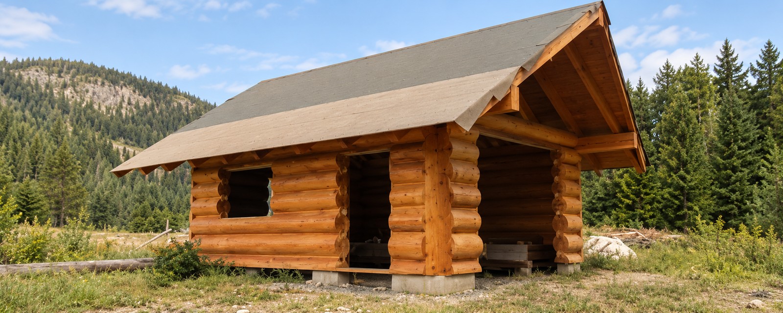 Timberlock log cabin shell in the mountains